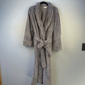 Natori Blue Plush Textured Robe Size M Loungewear Spa Day Cozy Fleece Fuzy